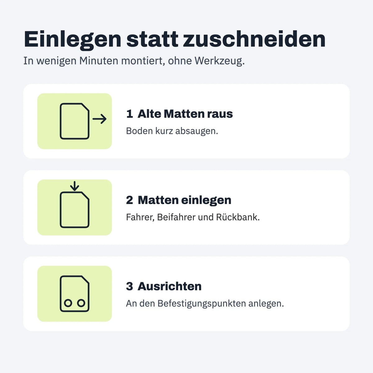Fußmatten einlegen statt zuschneiden: Montage in 3 Schritten